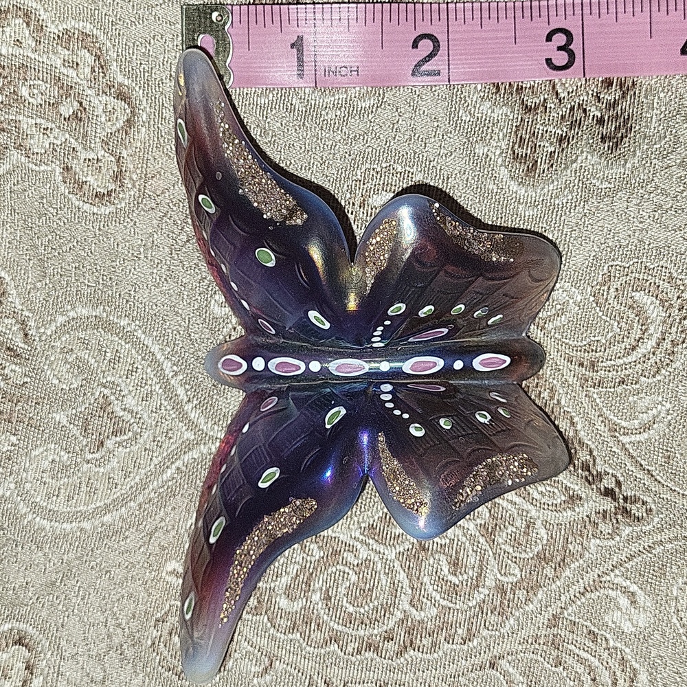 FENTON Vintage Signed Iridescent Butterfly figurine - Picture 9 of 9